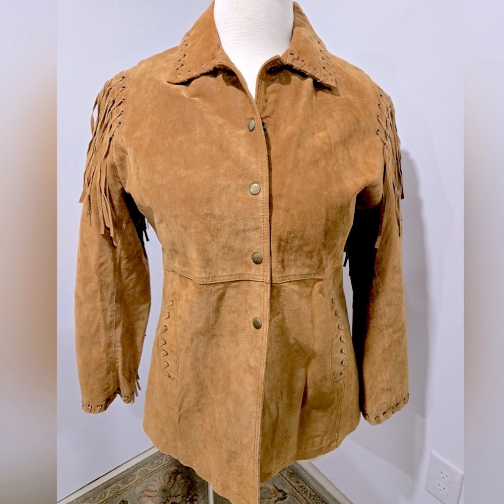 Suede Leather Fringe Western Jacket XXL